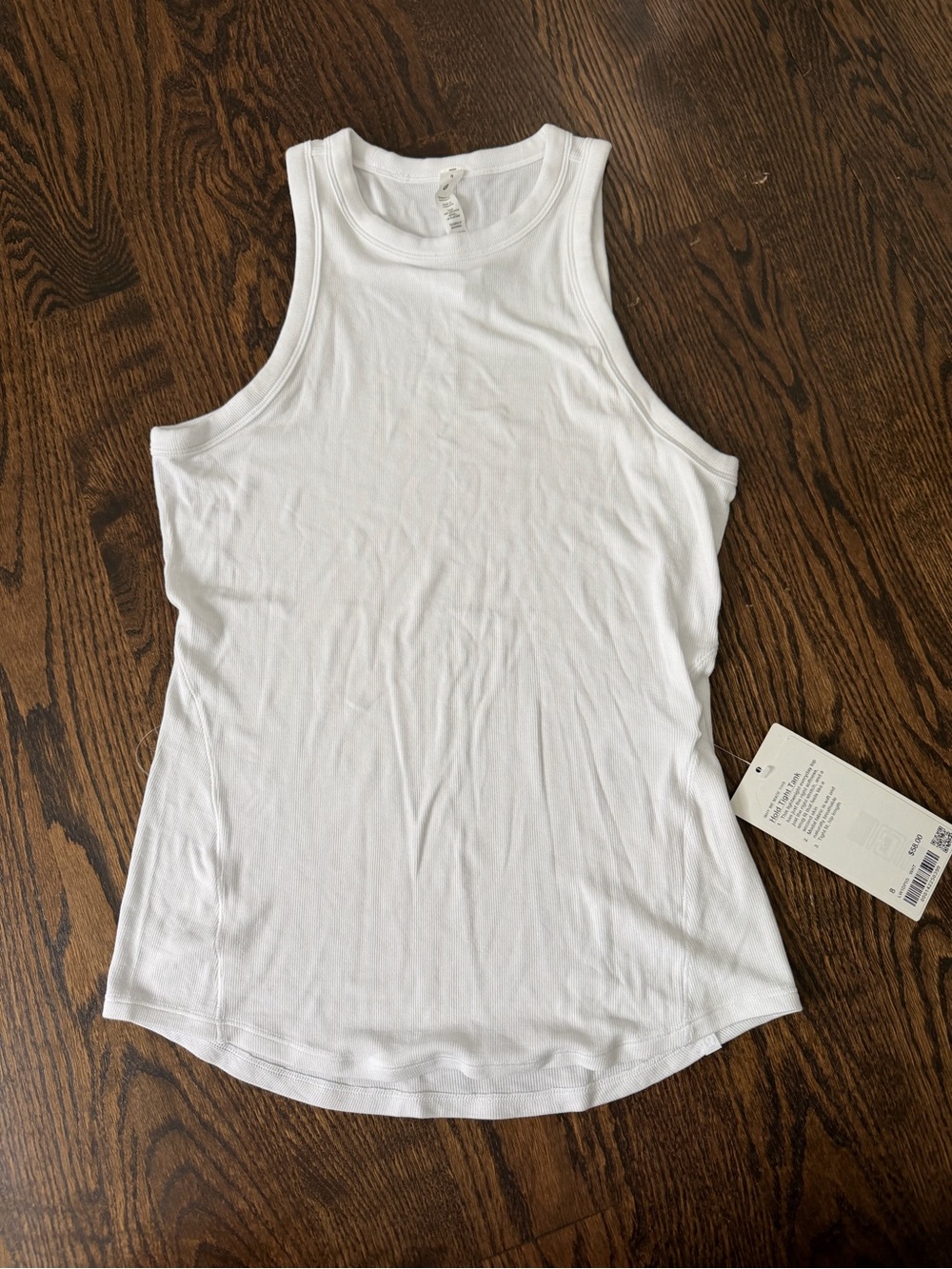 lululemon hold tight tank  White Ribbed Tank - High Neck Sleeveless Top